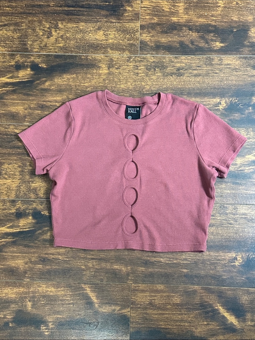 Ninth Hall XL Dusty Rose Cutout Ribbed Crop 🍂💕